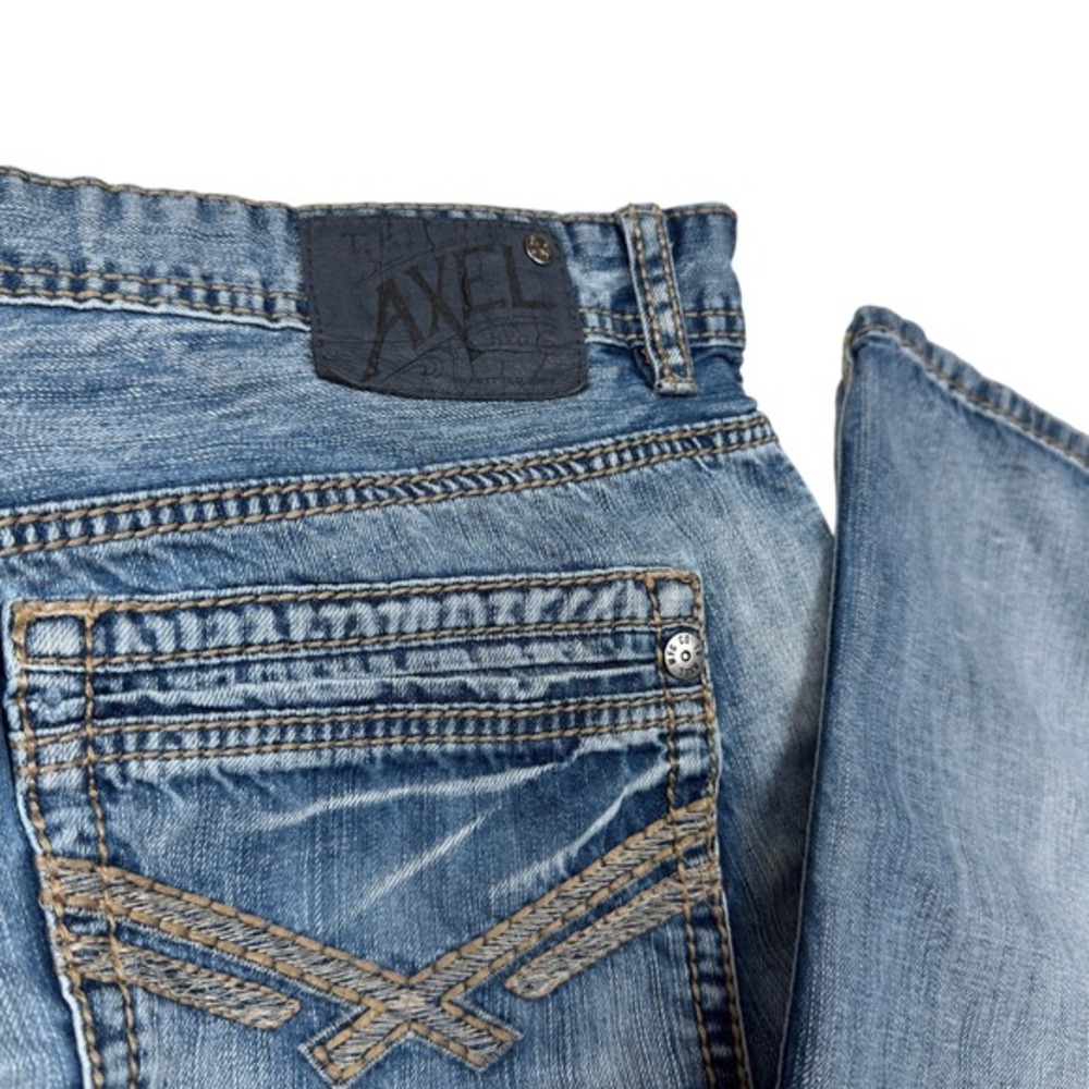 Vintage T.K. Axel Treadwell Jeans Mens 38x32 Relaxed‎ Straight Flap Pocket Biker